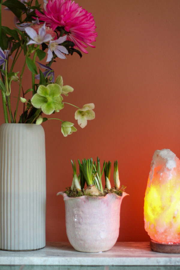 Pot blauw & witte bollenmix